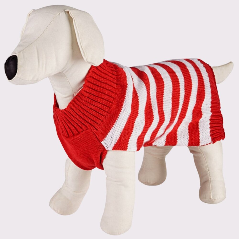 Family Pajamas Pet Matching Holiday Stripe Pet Sweater Red Holiday S